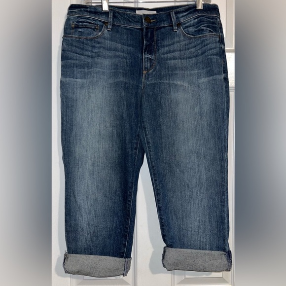 Ann Taylor LOFT  29/8P Petite Relaxed Straight Crop Jeans NEW cuffed stretch - Picture 1 of 5